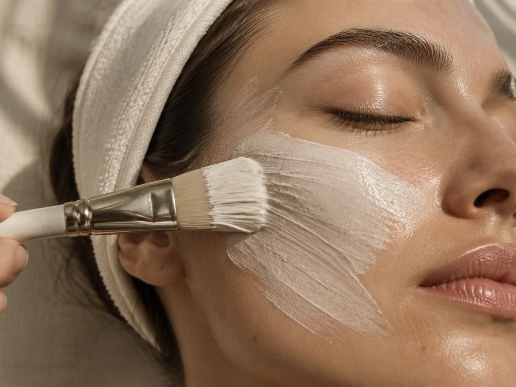 Cream facial mask application